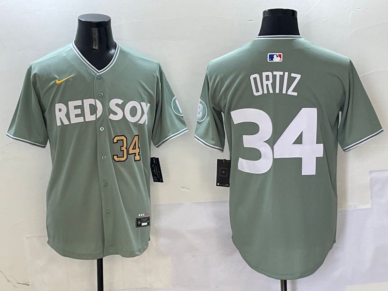 Men Boston Red Sox #34 Ortiz Green Joint Name Game Nike 2025 MLB Jersey style 2